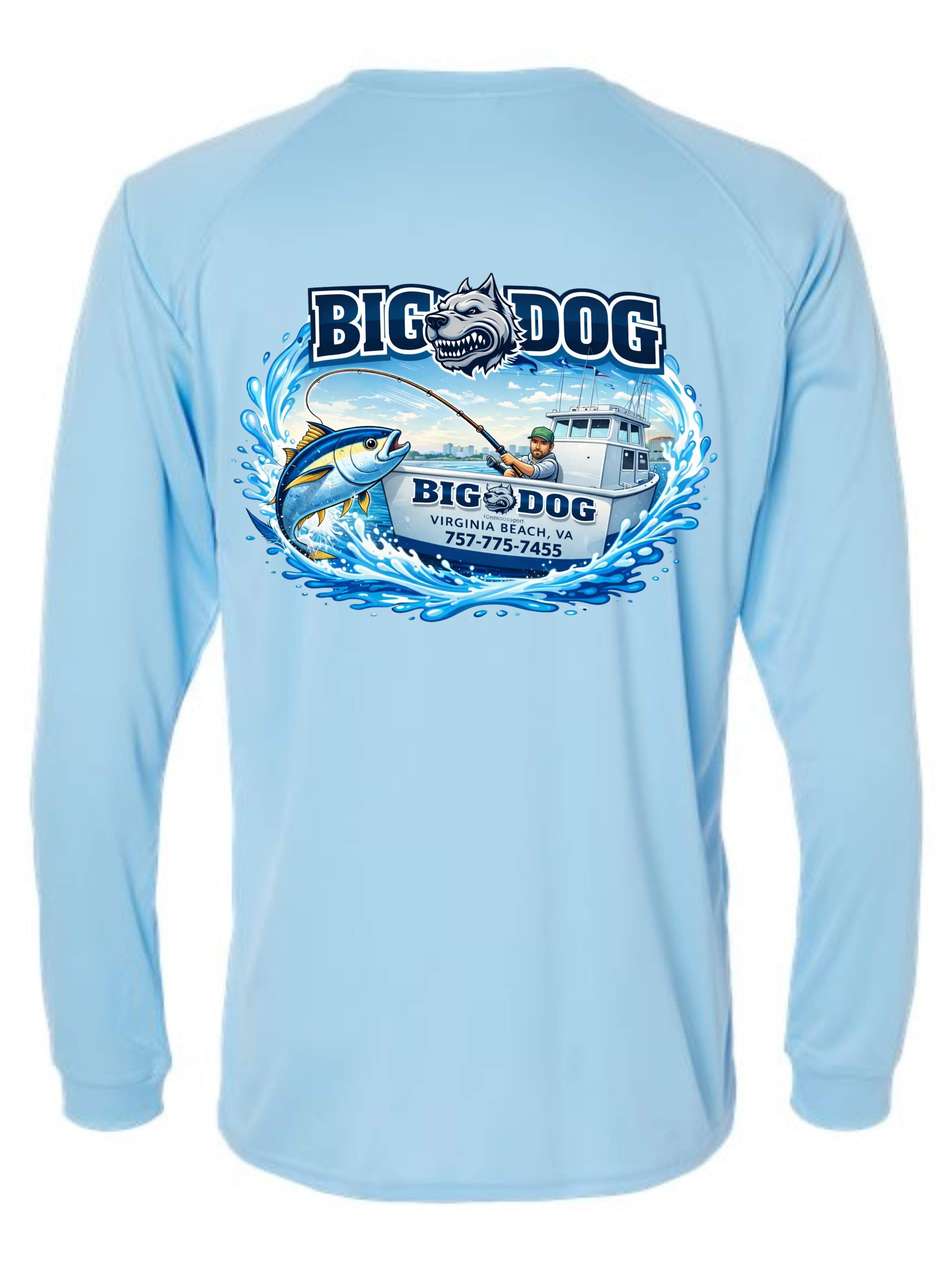 Big Dog Charters Boat Dog SPF 50 fishing shirt