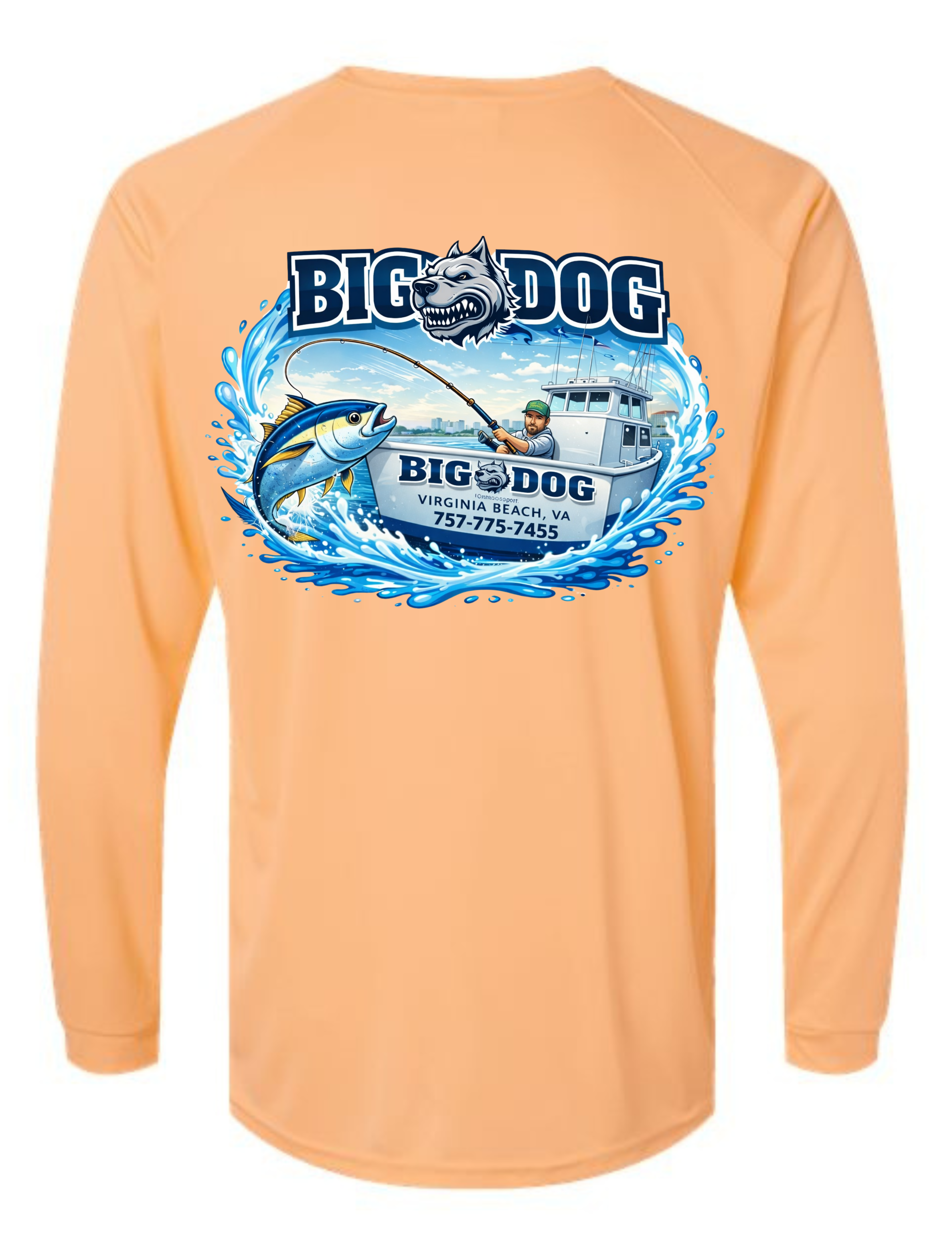 Big Dog Charters Boat Dog SPF 50 fishing shirt