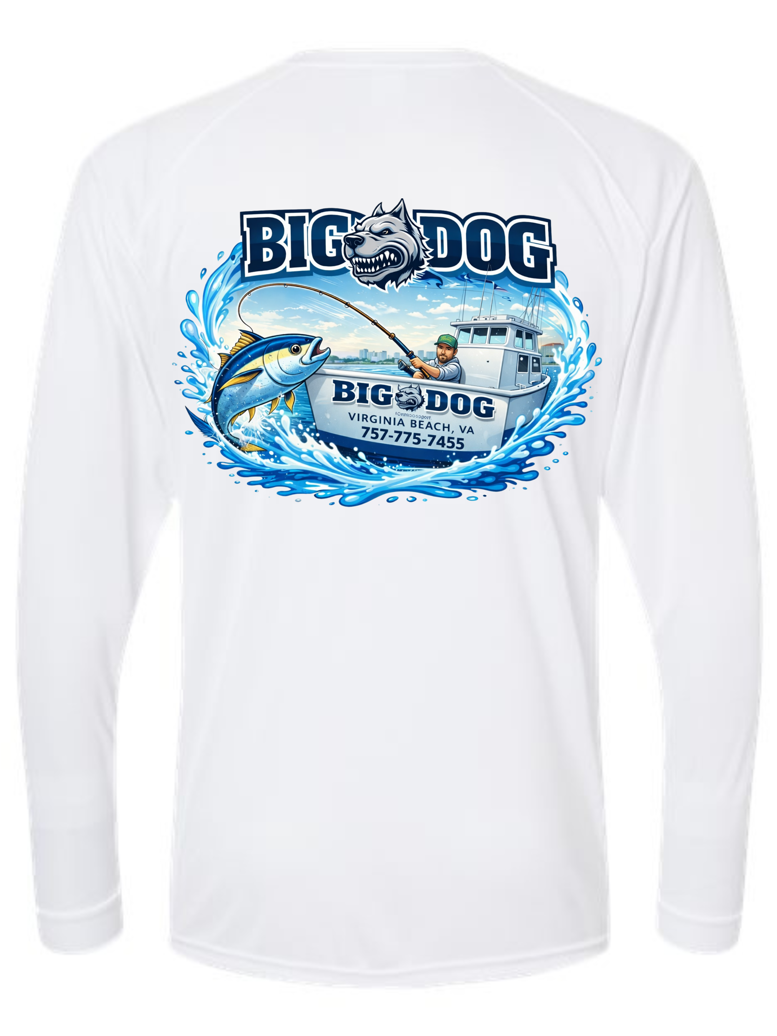 Big Dog Charters Boat Dog SPF 50 fishing shirt