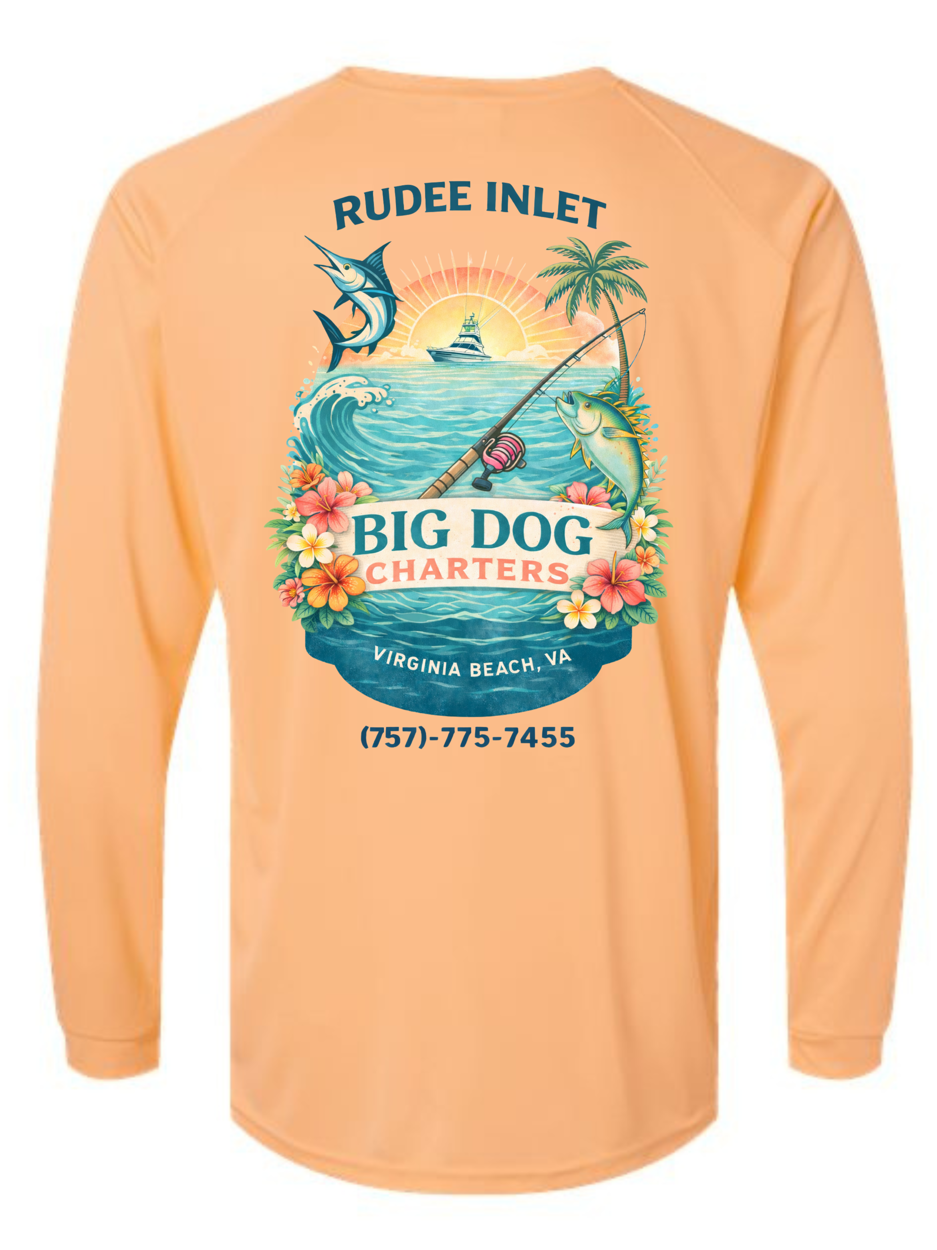 Big Dog Charters Floral SPF 50 fishing shirt
