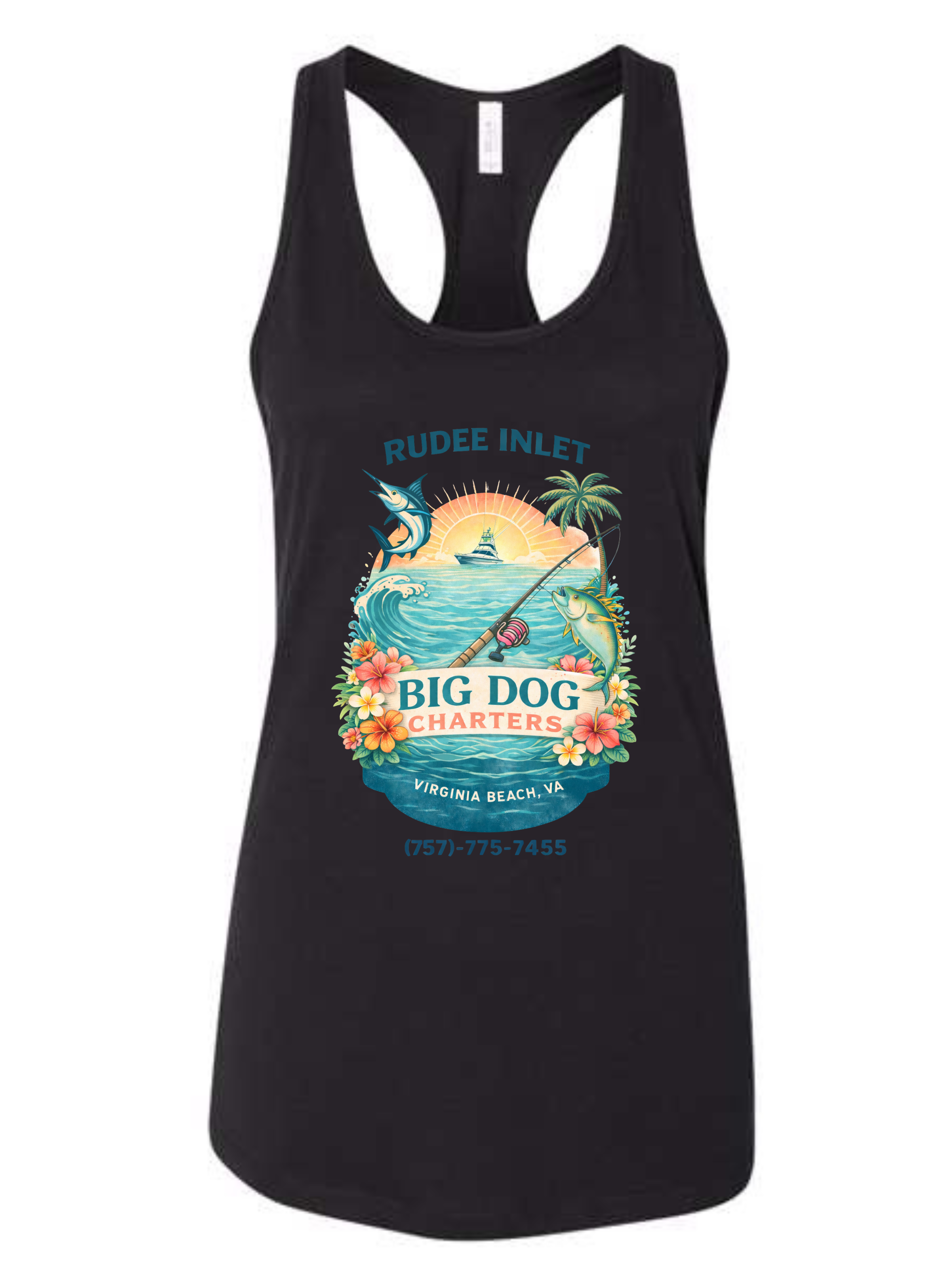Big Dog Floral Racerback Tank
